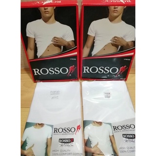 ROSSO เสื้อคอวีแขนสั้น เสื้อกล้าม รอสโซ่ กล้ามขาวผ้าคอตตอน 100%