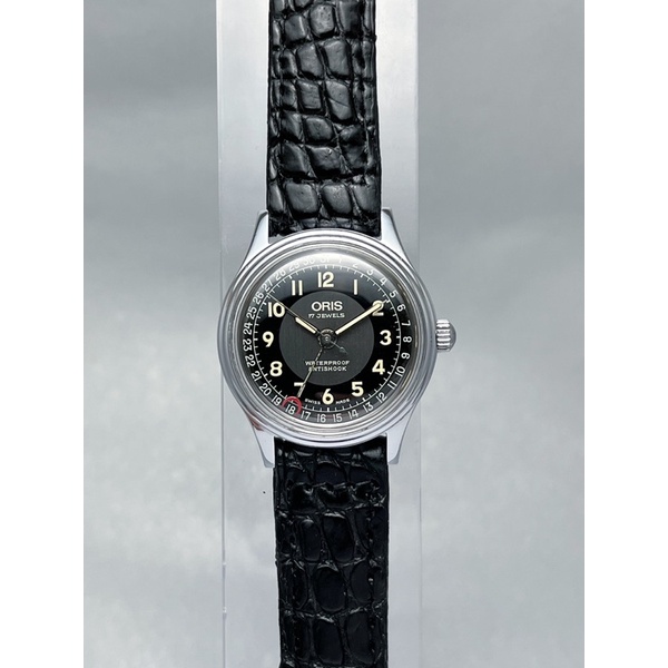 นาฬิกาเก่า นาฬิกาไขลาน นาฬิกาข้อมือโบราณโอริส Vintage ORIS pointer date small second black dial