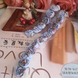 ผ้าลูกไม้ ลาย ดอกไม้ กุหลาบ แถว (สีเหลือบม่วง มีให้เลือกสองขนาด) ขนาดเล็กจิ๋ว กว้าง 2 cm