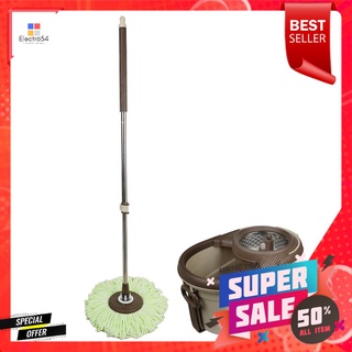 ชุดอุปกรณ์ถังปั่นพร้อมไม้ม็อบ POWER GREEN AIR SHIP สีน้ำตาลSPIN BUCKET MOP SET POWER GREEN AIR SHIP BROWN