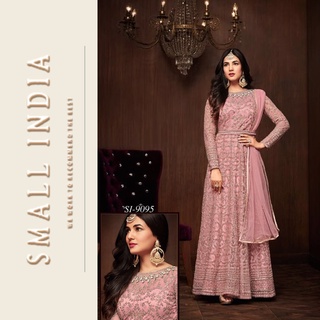 {**ส่งฟรี**} SMALL INDIA 🌷 Vaishnavi Net Embroidery work ชุดเซ็ทเสื้อกางเกง 🌷 Anarkali Suit