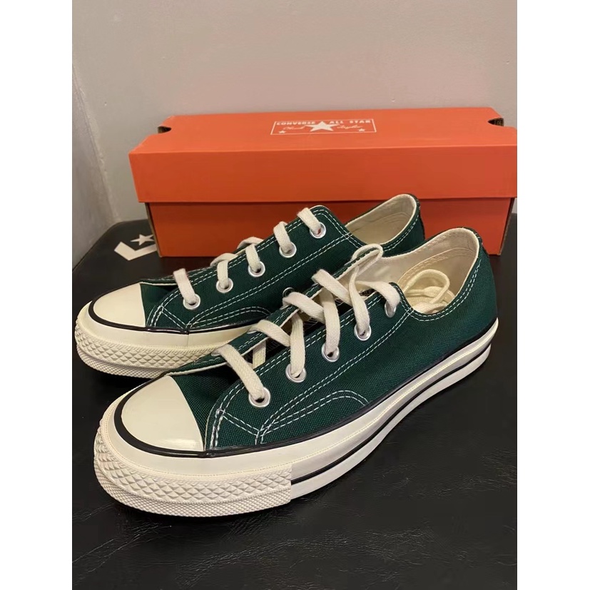 CONVERSE สนทนา 1970ส รองเท้าผ้าใบสีเขียวเข้ม รองเท้าผ้าใบหัวครีม รองเท้ายาง รองเท้าผู้ชาย รองเท้าผู้หญิง