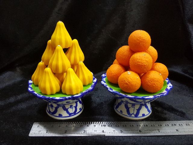 พานของไหว้ ดินปั้น ขนาดพานกว้าง 4 นิ้ว พานผลไม้ พานขนม พานขนมไหว้พระพิฆศเนศ พานหมากพลู - รูปที่ 5