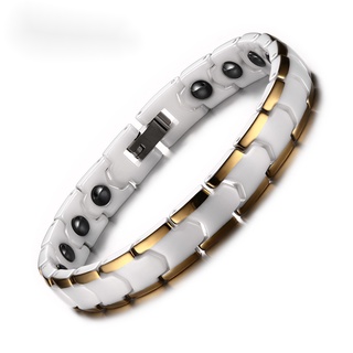 Chain Bracelet for Women Gold Color White Ceramic Health Energy Hematite with Bangle Female Jewelry