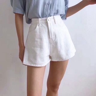 กางเกงขาสั้นผ้ายีนส์ HIGH WAIST DENIM SHORTS