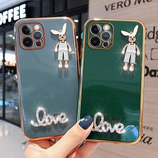 เคสโทรศัพท์มือถือ ป้องกันกล้อง ลายกระต่าย ประดับเพชร วิบวับ หรูหรา สําหรับ Huawei Y6 Prime Y7 2019 Y9 2019 Y7P Y7 Pro 2019 Y7 2019 Y6P Y6 Pro 2019 Y6 2019 Y5 2019