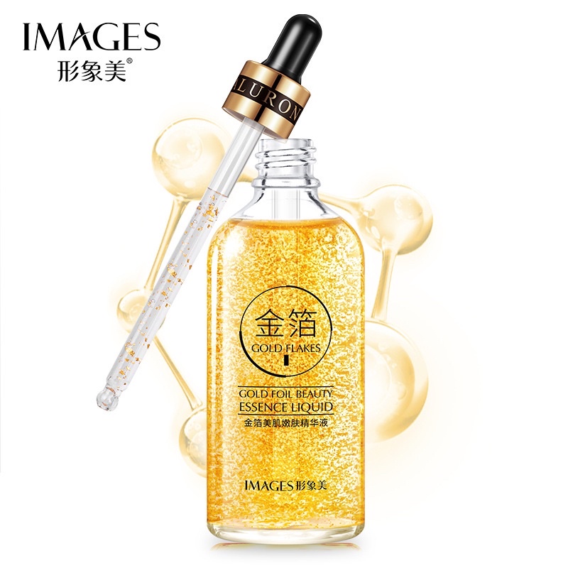 เซรั่มทองคำ IMAGES 24K GOLD FLAKES 100ml. หน้าขาวใส ผิวเรียบเนียน ลดริ้วรอย ทองคำละลายเข้าผิว