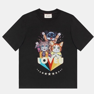 เสื้อยืดแขนสั้น พิมพ์ลายการ์ตูนกราฟฟิค Amivlone Love You Cat Party