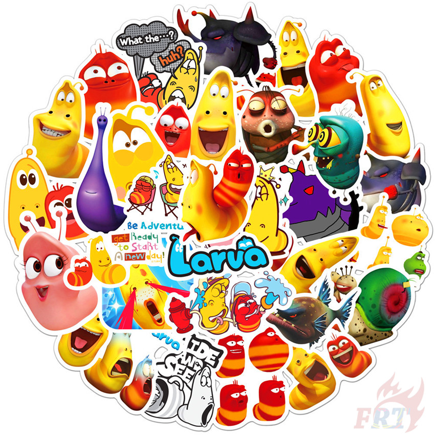 50Pcs/Set ❉ Larva Stickers ❉ Funny Cartoon Worm Yellow &amp; Red DIY Fashion Waterproof Doodle Decals Stickers