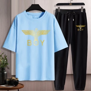 #D218+CKH218Bชุดเซ็ทเสื้อยืดแขนสั้น+กางเกงขายาว.ลายสวยแฟชั่งนานาชาติ.มีหลายสีหลายไซสีเลือกได้(S-3XL)ใส่ได้ทั้งชายและหญิง
