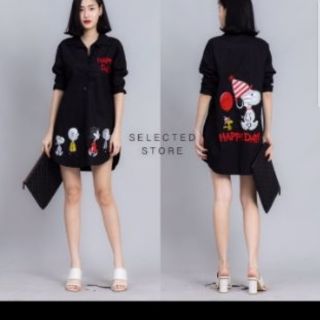 Snoopy oversize เชิ๊ต เดรส สไตล์เกาหลี ส่งฟรีจ้า