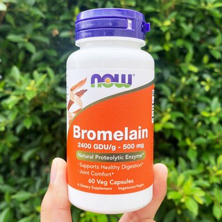 โบรมีเลน สารสกัดจากแกนสับปะรด Bromelain 500 mg 60 Veg Capsules (Now Foods®)