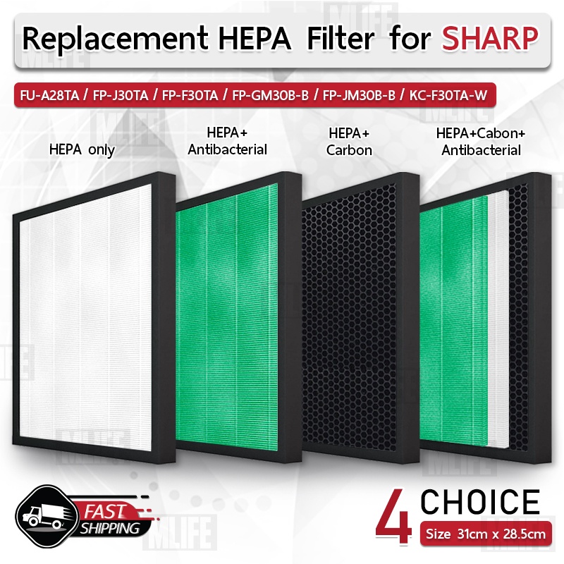 MLIFE - ไส้กรอง Sharp FZ-F30HFE ฟิลเตอร์ กรองฝุ่น - Replacement filter Sharp FP-J30TA / FP-J30LA / F