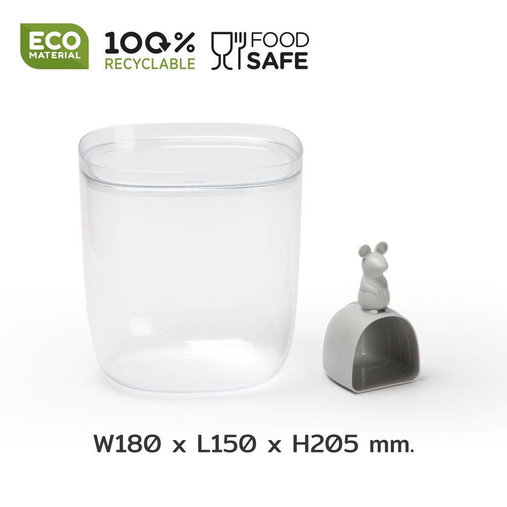 Lucky Mouse Rice container & Scoop 7L กล่อง/ถังใส่ข้าวสาร พร้อมถ้วยตวง ดีไซน์ หนูน้อย Qualy (ควอลี่)