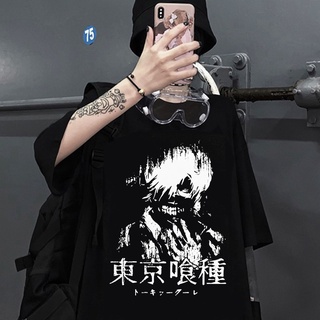 【hot sale】เสื้อยืด ผ้าฝ้าย พิมพ์ลายการ์ตูนอนิเมะ Tokyo Ghoul Kaneki Ken ทรงหลวม สําหรับผู้หญิง