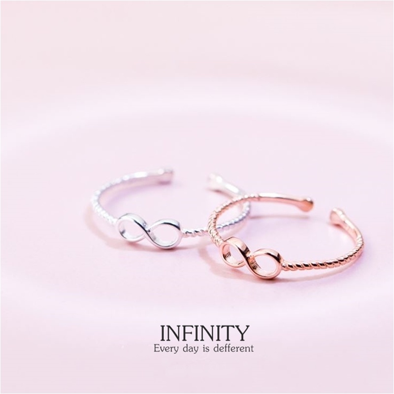 แหวนเงินแท้ 92.5% Infinity (Mini) RGS-028  อินฟินิตี้ สีเงิน และสีโรสโกลด์ ปรับขนาดได้ ราคา ถูกที่สุด ดีลบีเคเค