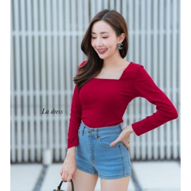 La​ dress​ 🌈L02 เสื้อคอเหลี่ยมแขนยาว❤️🌸New Collection By La dress