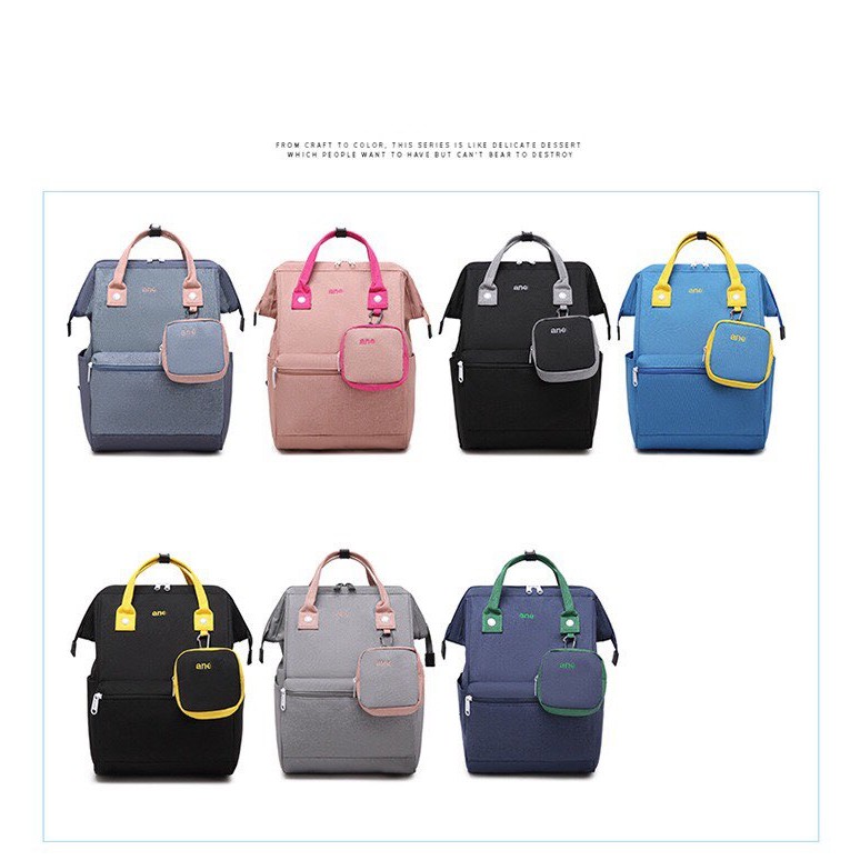 กระเป๋าเป้ใบใหญ่ Anello พร้อมกระเป๋าสตางค์ใบเล็ก กระเป๋าเป้ผสม 2 สี unisex