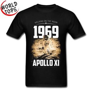 เสื้อยืด พิมพ์ลายอวกาศ Apollo SpaceX 1969 Walking On The Moon สไตล์ยุโรป สําหรับผู้ชายS-5XL