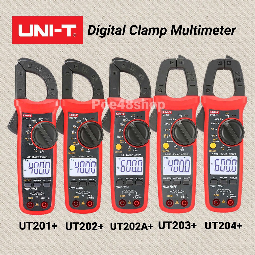 UNI-T ดิจิตอลแคลมป์มิเตอร์ รุ่น UT201+ UT202+ UT202A+ UT203+ UT204+ Digital Clamp Meter True RMS คลิปแอมป์ NCVTest