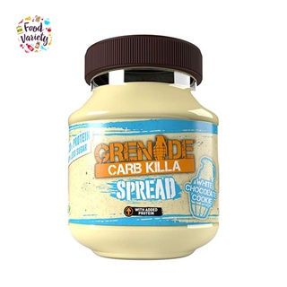 Grenade High Protein White Chocolate Spread 360g ไวท์ช็อกโกเเลตทาขนมปังผสมเวย์โปรตีนเเละคุกกี้ ไม่เติมน้ำตาล 360กรัม