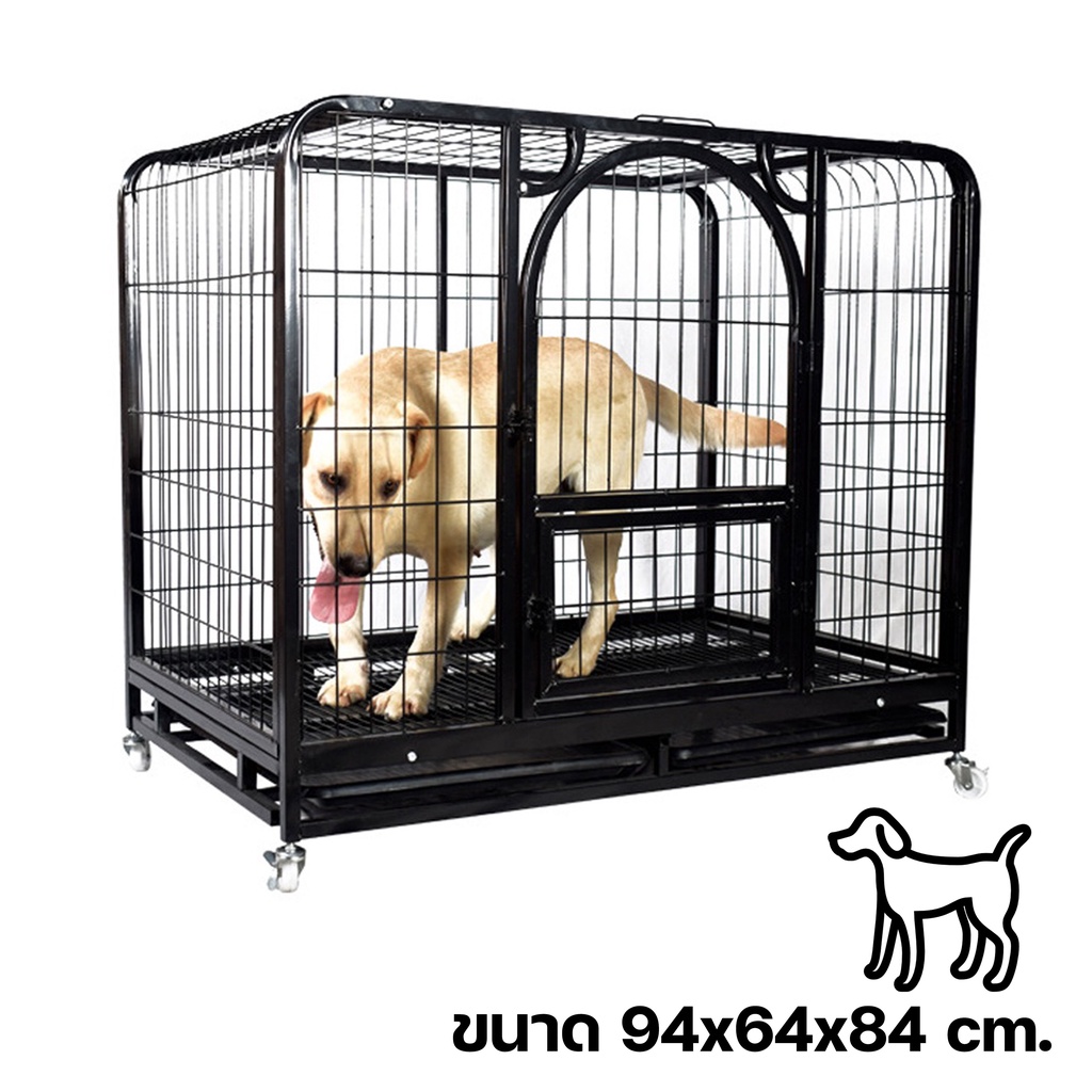กรงสุนัข กรงจัมโบ้ กรงหมา กรงสุนัขใหญ่ กรงเเมว กรงสัตว์เลี้ยง กรงเหล็ก Size M ขนาด 94*64*84 cm. Dog Cage Pet Supplies