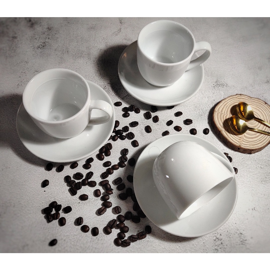 HSH 200ml Colourful Ceramic Barista Coffee Cup set / Cappuccino Coffee Cup and Saucer / Set Cawan