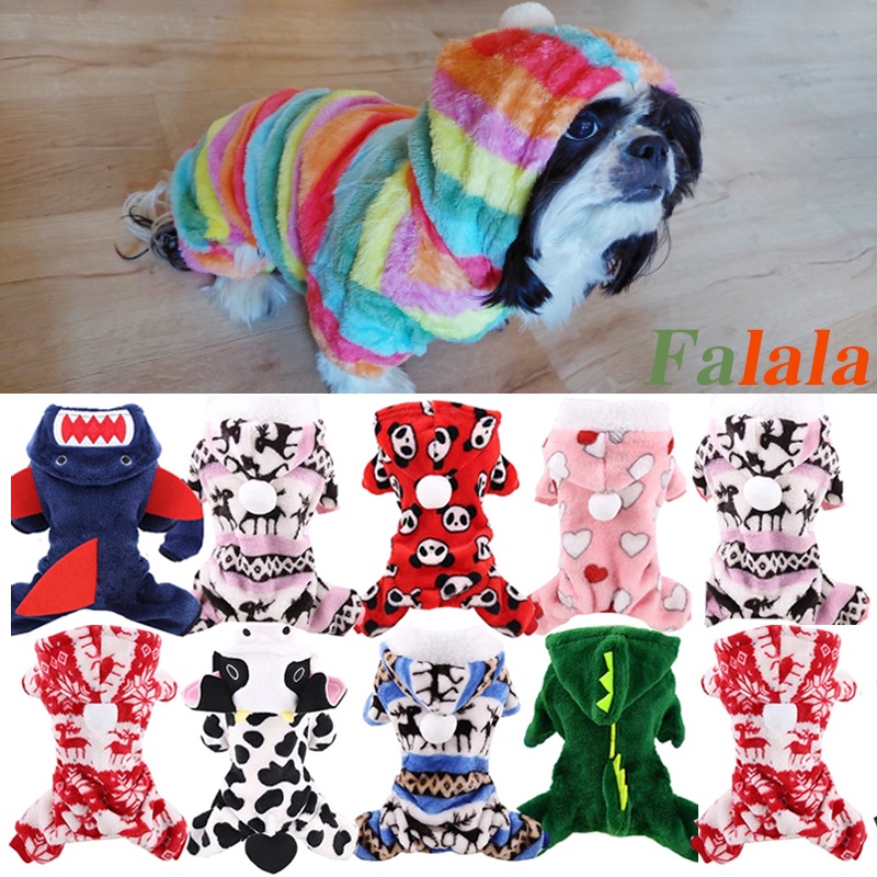 Soft Fleece Dog Jumpsuit Cute Printing Coat Winter Warm Dog Clothes for
