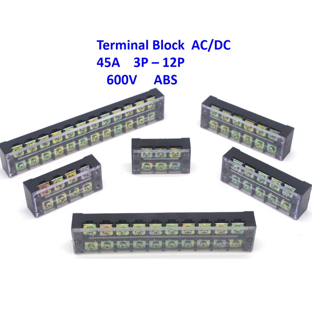 terminal block เทอมินอล บล้อค บล้อคไฟฟ้า  45A  600V 3-12P ไฟแรงสูง รองรับ AC-DC ส่งด่วน 2 วัน
