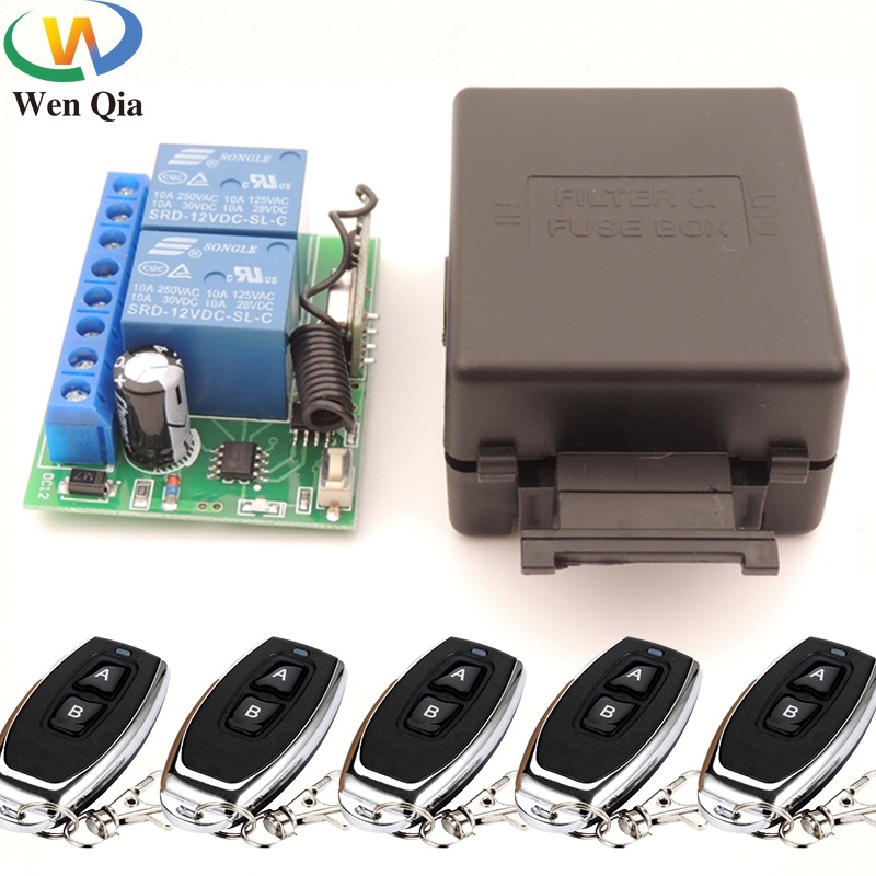 [ส่งจากประเทศไทย]WenQia DC 12V 10A 2CH รีเลย์ตัวรับสัญญาณ RF รีโมทคอนโทรลไร้สาย433MHz โรงรถ/ประตู/มอเตอร์เครื่องควบคุมที่เปิด
