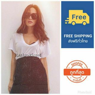 เสื้อยืดคอกลม สีขาว แบบคุณพลอย 📍พร้อมส่ง⚡