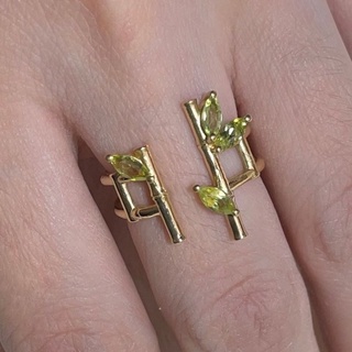 Gold plated sterling silver bamboo ring แหวนเงิน รูปรั้วไม้ไผ่ พลอยธรรมชาติ peridot (เพอริโด)