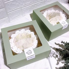 กล่อง 1ปอนด์ ทรงสูง (20ใบ/แพ็ค) 20.5 x 20.5 x 10 cm. กล่องเค้กปอนด์ สีขาว- พลาสเทล