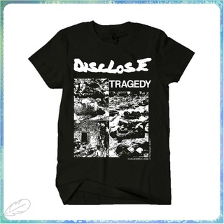 ขายดี เสื้อยืดลําลอง ผ้าฝ้าย 100% แขนสั้น พิมพ์ลาย DISCLOSE TRAGEDY lelaki สีดํา พลัสไซซ์ ของขวัญวันเกิด สําหรับผู้ชาย