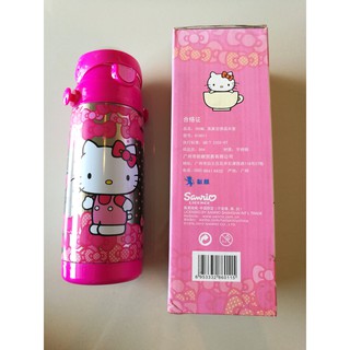 กระติกน้ำ Kitty แท้ เก็บอุณหภูมิ กดเด้ง มีหลอด สีชมพู 380ml