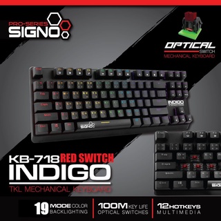 KEYBOARD (คีย์บอร์ด) SIGNO KB-718 INDIGO TKL (MINI RGB LED) (RED OPTICAL SWITCH) (EN/TH)