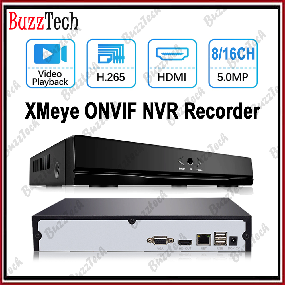 BuzzTech XMEye 5MP ONVIF NVR Recorder กล้อง IP ONVIF H.265 HDMI เครือข่าย Video Recorder 8ch/16ch NV