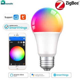 Zigbee3.0 หลอดไฟอัจฉริยะ Tuya Bulb Rgbcw 9W เปลี่ยนสีได้ E27 110V 220V Smart Life App เข้ากันได้กับ Alexa Google