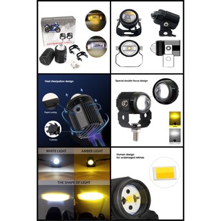 ไฟสปอร์ต LED Mini Driving Light 20watt สองสี 3000Lumens. DC9-36VDC สปอร์ตไลต์ 20W สองสี ขาว/ส้ม สว่าง กันน้ำ100%