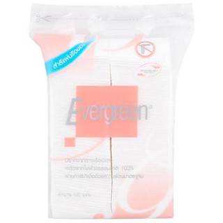 Evergreen เอเวอร์กรีน สำลีแผ่นรีดขอบจากฝ้ายธรรมชาติบริสุทธิ์ 100% (100 แผ่น)