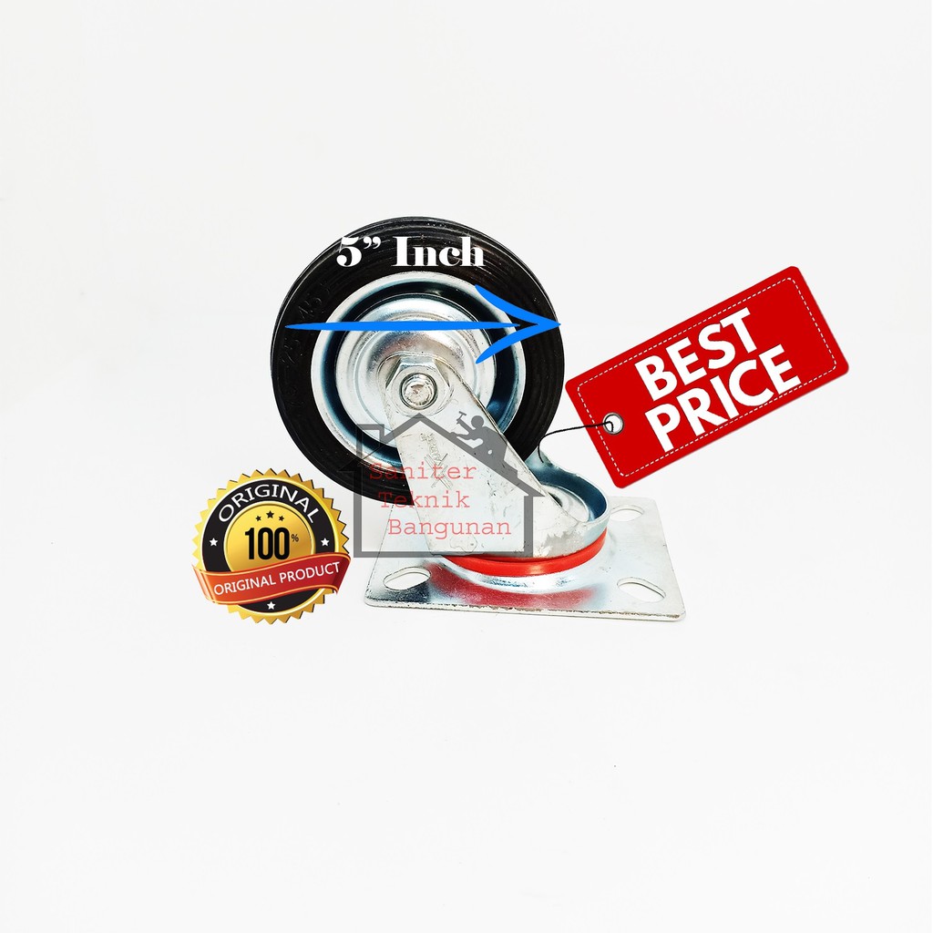 5" INCH RUBBER TROLLEY WHEELS ON - TROLLEY DISPLAY WHEELS - TABLE WHEELS