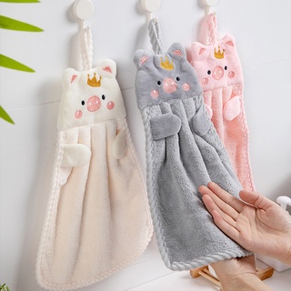 ผ้าขนหนูเช็ดมือผ้ากํามะหยี่ลายการ์ตูน Piggy น่ารัก