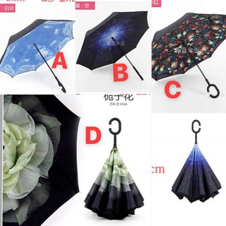 พร้อมส่ง ร่มกลับด้าน ลายดอกไม้  (ใส่โค้ด ลด 80)