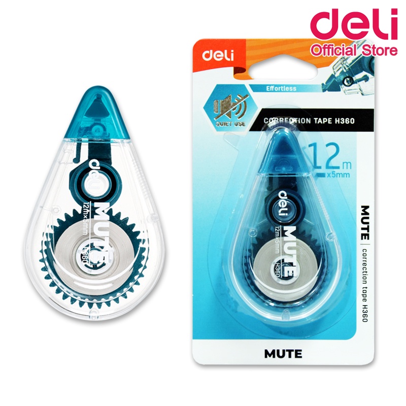 Deli H360 Corrertion Tape เทปลบคำผิด เทปลบแฟนซี เทปลบแฟนซี เทปลบ เครื่องเขียน อุปกรณ์การเรียน ขนาด 12M (แพ็ค 12 ชิ้น)