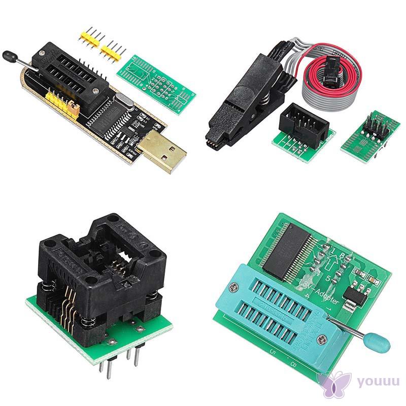 〖YOU❤〗 EEPROM BIOS USB Programmer CH341A + SOIC8 Clip + 1.8V Adapter + SOIC8 Adaptor Kit