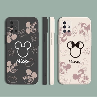 for Samsung Galaxy A31 A32 4G A52 A72 5G A11 A51 A71 A21S A02S A20S A10S Drawing Minne Mickey Mouse Square Straight Edge Soft Silicone Cover Duable Phone Case