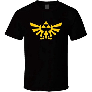 ผ้าฝ้ายแท้ตำนานแห่งเซ้าเสื้อยืดถักฤดูร้อน Zelda Legend Of Zelda Triforce Gold Logo Video Game T Shirt The Legend of Zeld