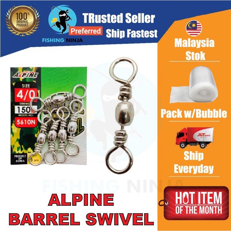 ALPINE Barrel Swivel (5610N) Alpine Fishing Swivel Fishing Accessories Fishing Tool Kekili Kili Keli