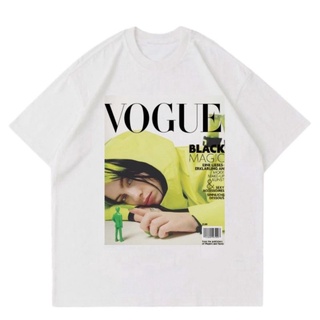 เสื้อยืดสีขาวVogue - BILLIE EILISH เสื้อยืดแขนสั้น ผ้าฝ้าย โอเวอร์ไซซ์ สไตล์วินเทจ สําหรับผู้ชาย ผู้หญิง 30s 24s Cool Og