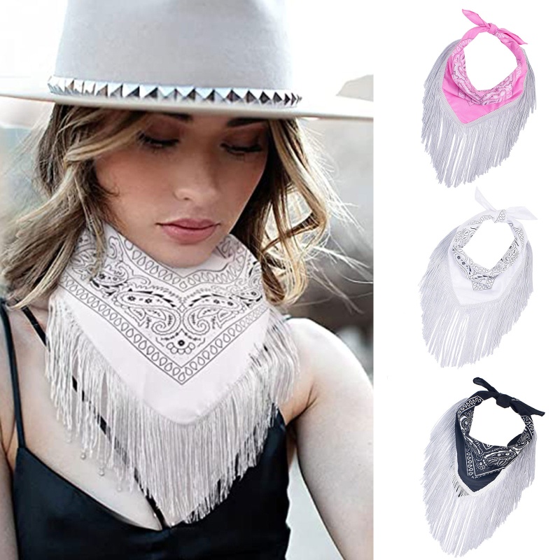 ตะกั่ว Cowgirl Bandanas พู่ดิสโก้แฟชั่น Cowgirl Bachelorette Fringe Bandanas Neckerchief Bandan